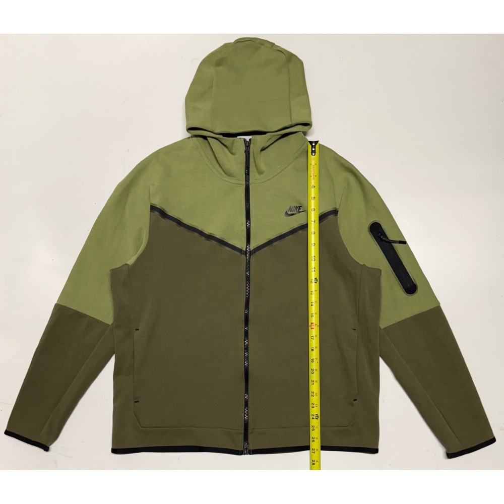 Nike Tech Fleece Full Zip Hoodie Mens XL Olive Green CU4489-326 Chevron Jacket